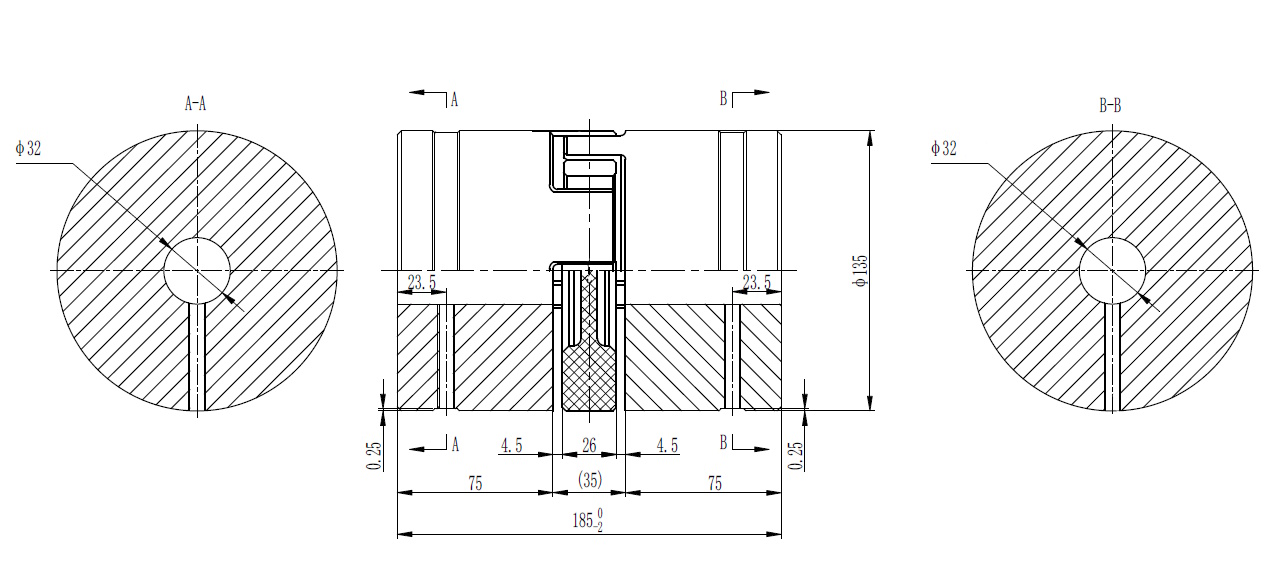 Муфта кулачковая стальная XL8-32x32 (GE-T 75B-75B/RED 98Sh), EMT | ЕМТ