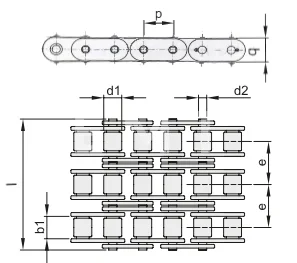 Цепь роликовая трехрядная из нержавеющей стали 06B-3SS, EMT | ЕМТ