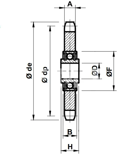 Звездочка натяжная с подшипником для цепи 06B-1, Z=22 EMT | ЕМТ