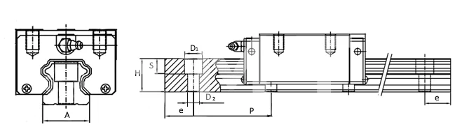 Рельсовая направляющая HGR30H, 2800 мм, EMT | ЕМТ