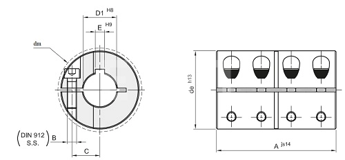 Муфта продольно-свёртная GBR 25 нержавеющая, EMT | ЕМТ