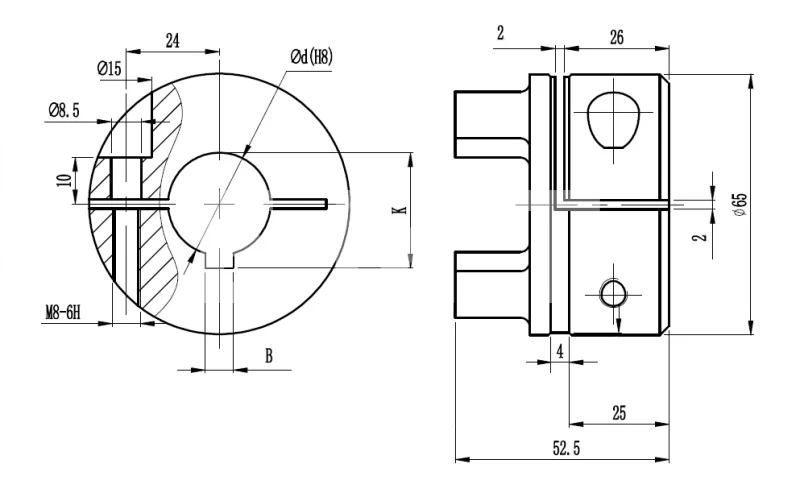 Полумуфта GS28 безлюфтовая, с готовым отверстием d=28 мм, шпон паз 8х3,3мм, EMT | ЕМТ