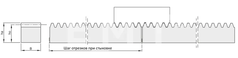 Рейка зубчатая M=5 (CR32200) 50х50 мм, L=2000 мм, EMT | ЕМТ