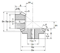 Коническая пара прямозубая (A) C29A201, передат. число=1:1, M=2,5, Z=20/20, EMT | ЕМТ