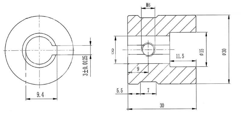 Полумуфта кулачковая стальная XL0 (GE-T 14B) с готовым отверстием d=8 мм, шпон паз 3х1,4мм+винт М6, EMT | ЕМТ