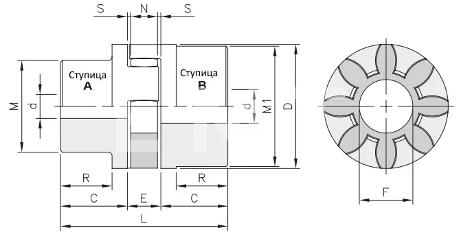 Полумуфта под расточку GEB 28-38 B dmax=38 мм (SGMB038), EMT | ЕМТ