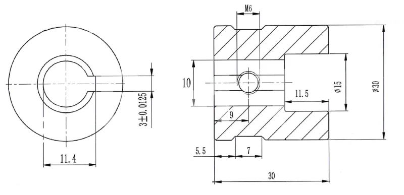 Полумуфта кулачковая стальная XL0 (GE-T 14B) с готовым отверстием d=10 мм, шпон паз 3х1,4мм+винт М6, EMT | ЕМТ